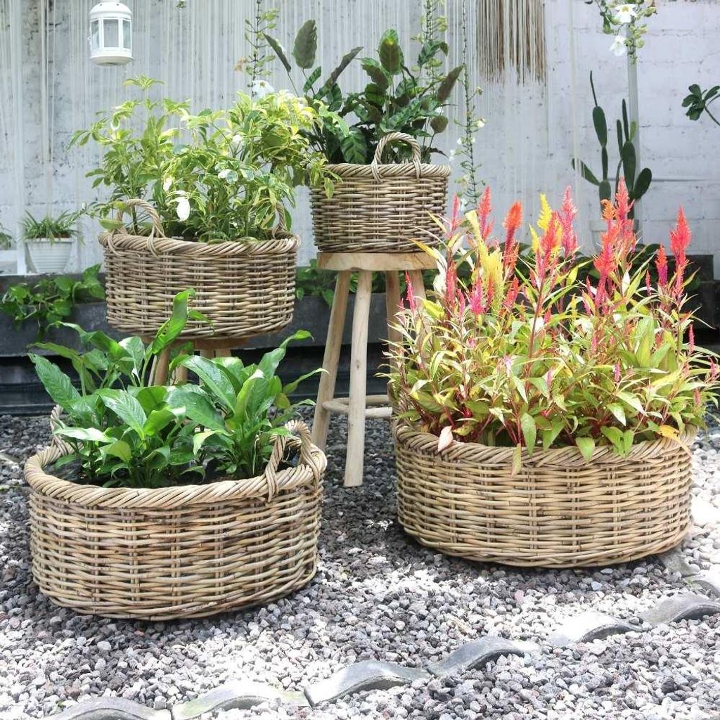 Natur Rattankorb NORDERNEY Kubu Grey ca.40cm Pflanzkorb Produktbild 