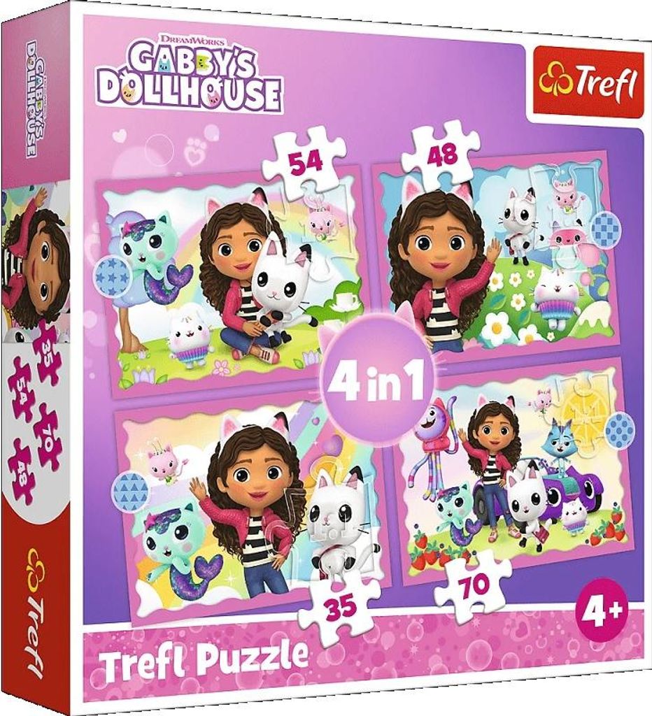 TREFL Puzzle Gabins Zauberhaus: Groß es Abenteuer 4in1 ( 35.48.54,70 Dll)