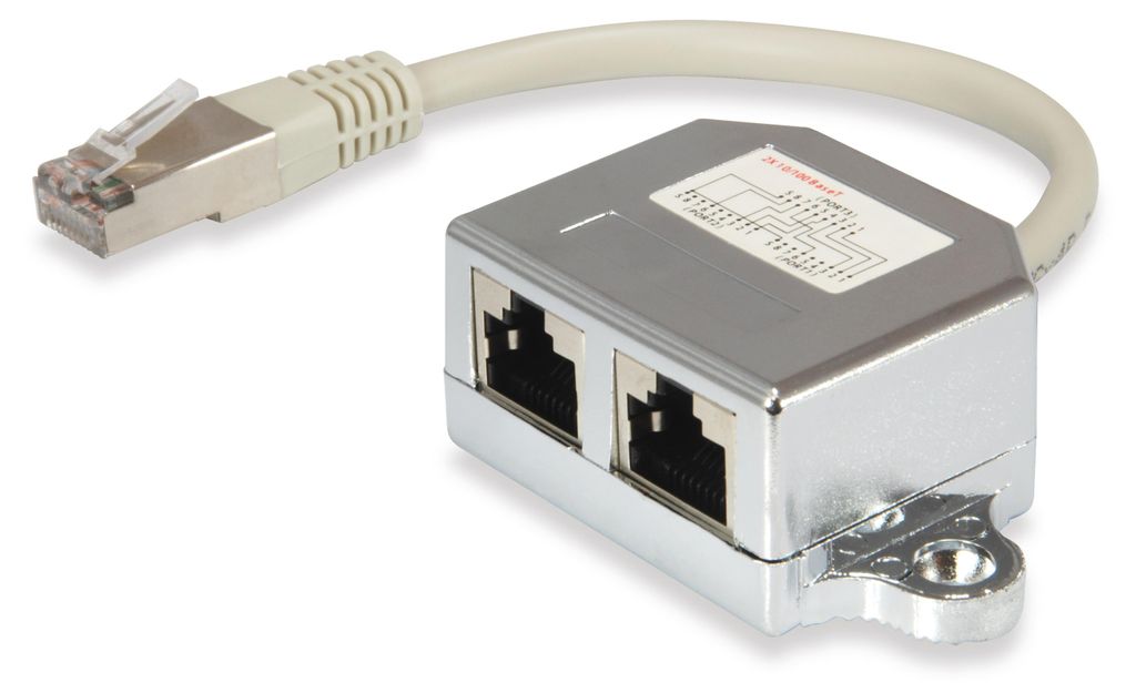 Equip 2-Port Cat.5e RJ45 Splitter, Cat5e, Silber, Acrylnitril-Butadien-Styrol (ABS), Gold, 0,15 m, Männlich