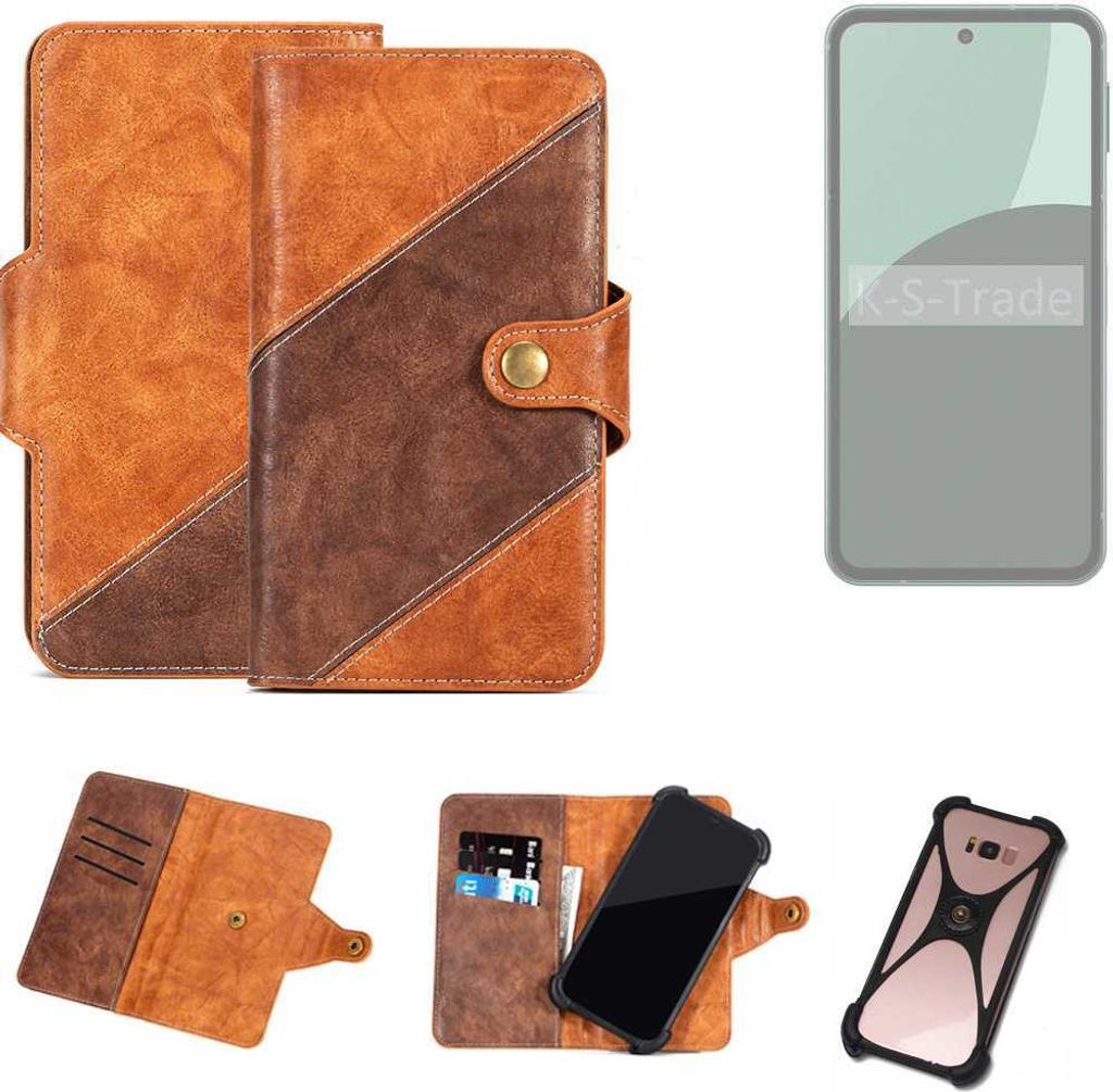K-S-Trade Handyhülle Schutzhülle Bookstyle Case Wallet-Case kompatibel mit Sharp Aquos Sense9 Cover Klapphülle Kantenschutz Smartphone dunkelbraun