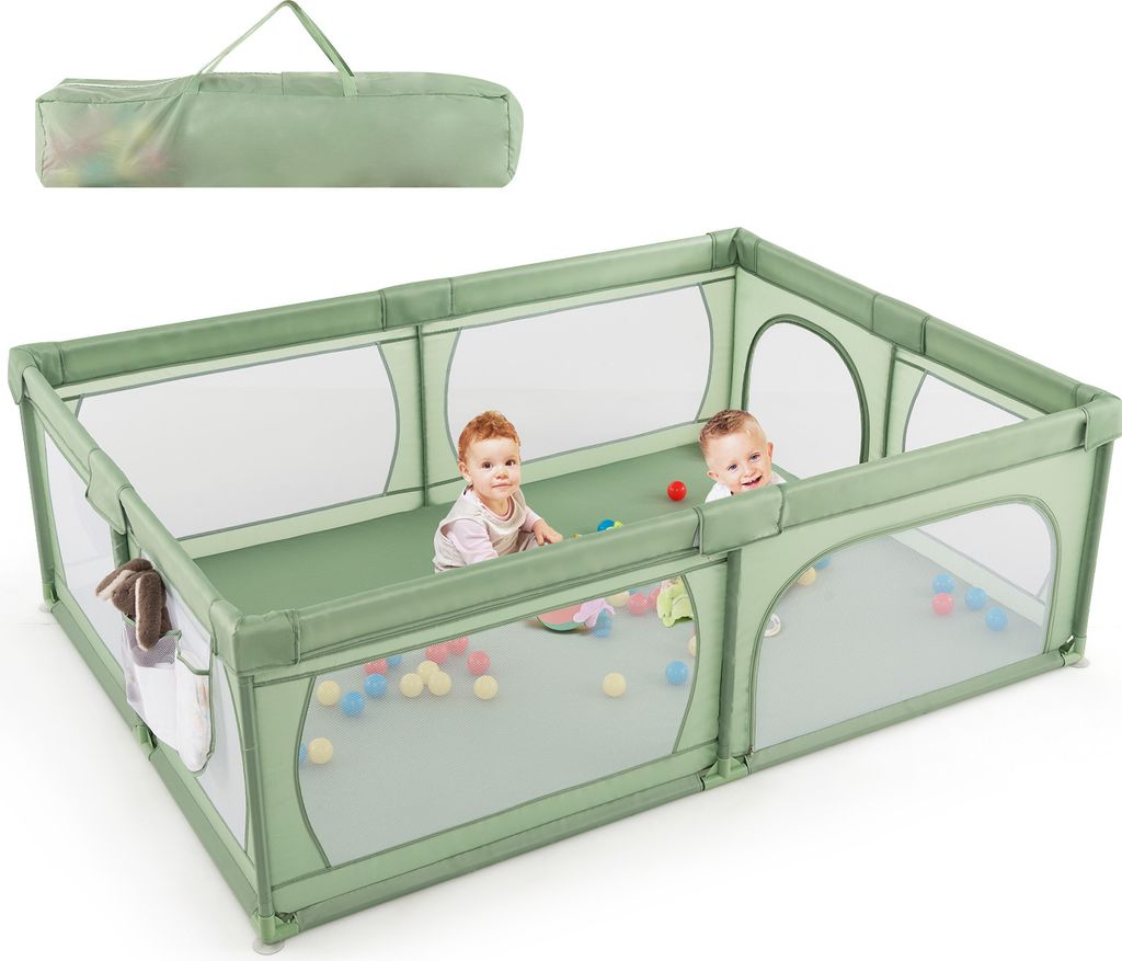 GOPLUS Laufstall Baby 189x158cm - Mit Matratze & 50 Bällen Spielgitter