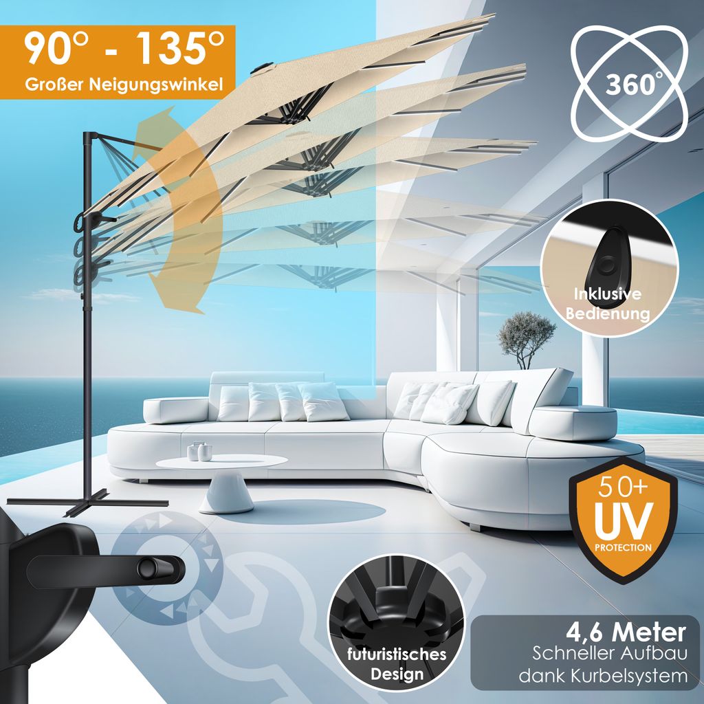 KESSER® Sonnenschirm Doppelsonnenschirm 4,6m x 2,7m | Produktbild 4