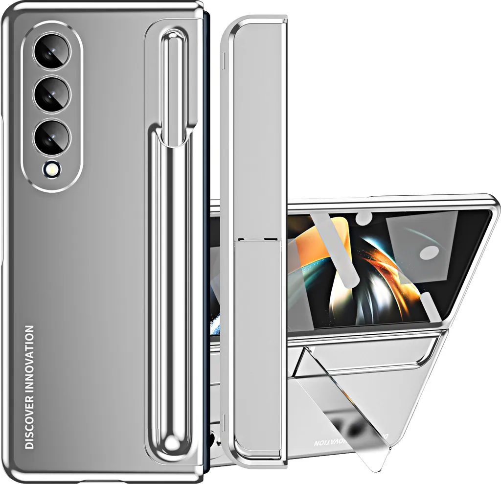 Custodia Galaxy Z Fold 4 Argento con Porta Penna e Stand | Protezione 360