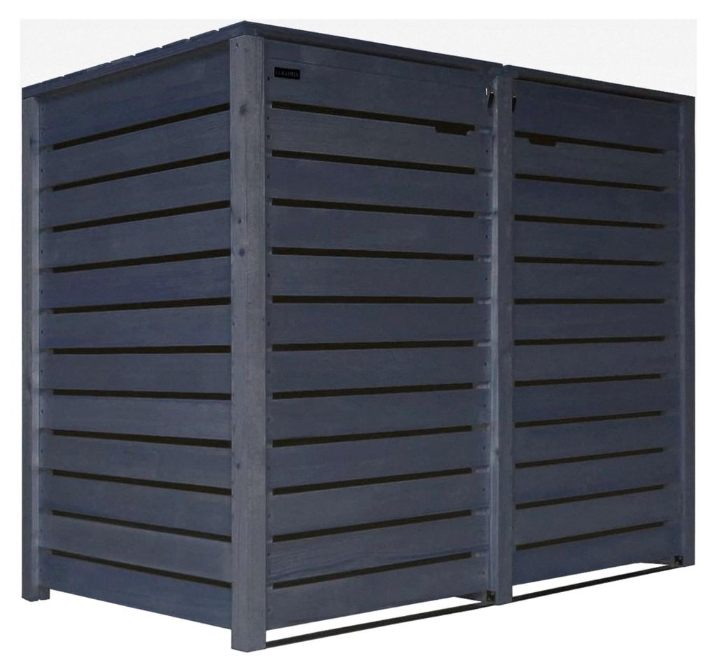 Mülltonnenbox aus Holz für 120 L - 240 L in Anthrazit mit vormontierter Rückwand für 2 Tonnen