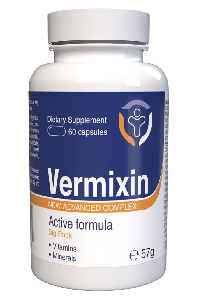 Vermixin - 60 Kapseln hochdosiert - Original Rezept aus der Schweiz - Vegan & Pflanzlich mit 22 Vitaminen & Mineralien - 1er Pack