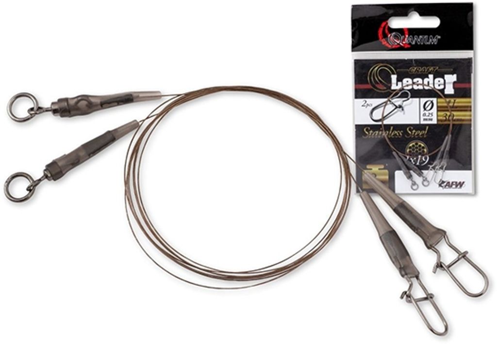 Quantum Q-Leader Edelstahl Vorfach camo steel 2 Stück 60cm 8kg