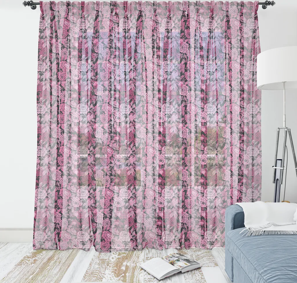 Arazzo Parete ABAKUHAUS Peonie Rosa Magenta 135x274cm Satin Look