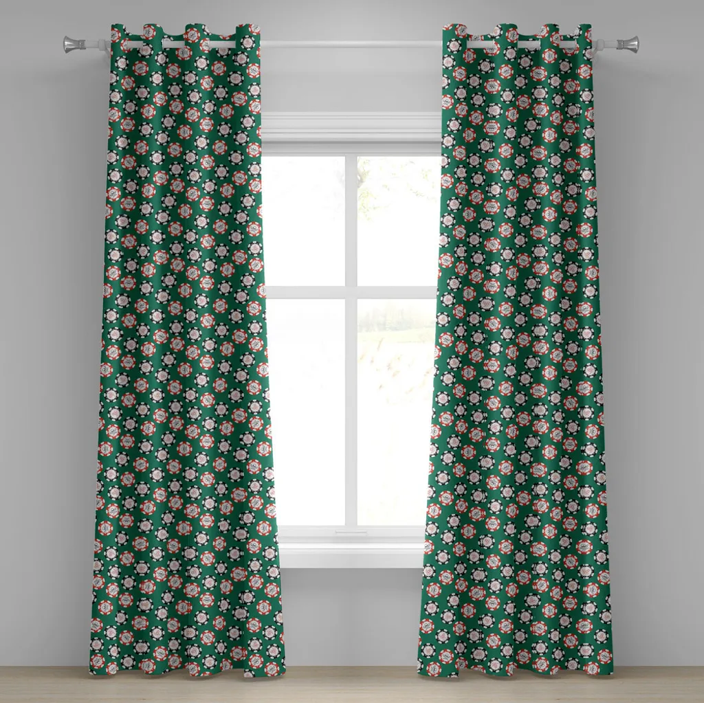 ABAKUHAUS Rideau à œillets Kasino Motif Poker Pirate 280x175cm Vert