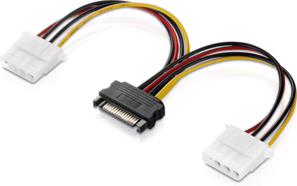 adaptare 34106 Netzteil-Adapter-Kabel 15-polig SATA-Anschluss auf 2-mal 4-polig IDE-Anschluss schwarz