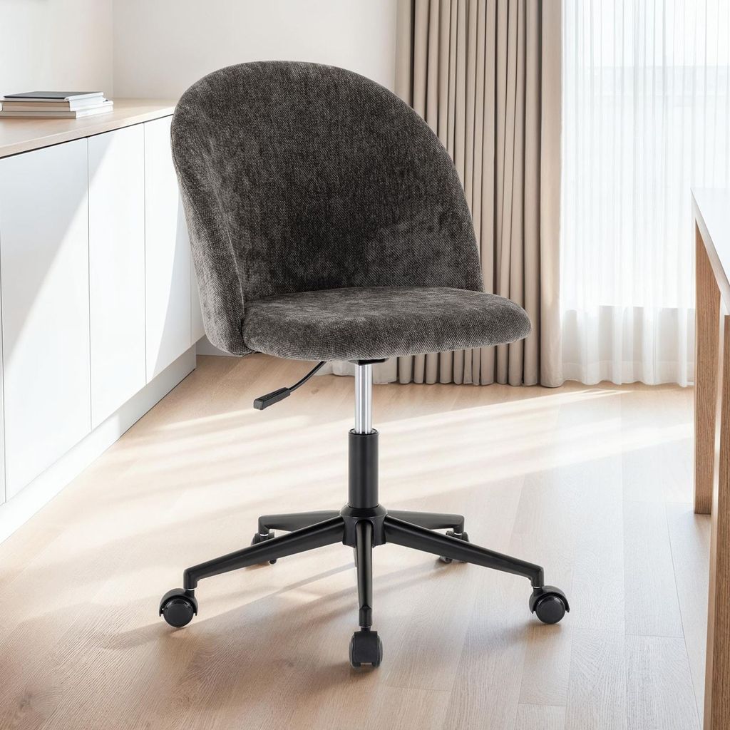 Bürodrehstuhl YENGA höhenverstellbar mit Stoffbezug, anthrazit - Ergonomische Sitzfläche mit Rollen für harte und weiche Böden - ideal für H...