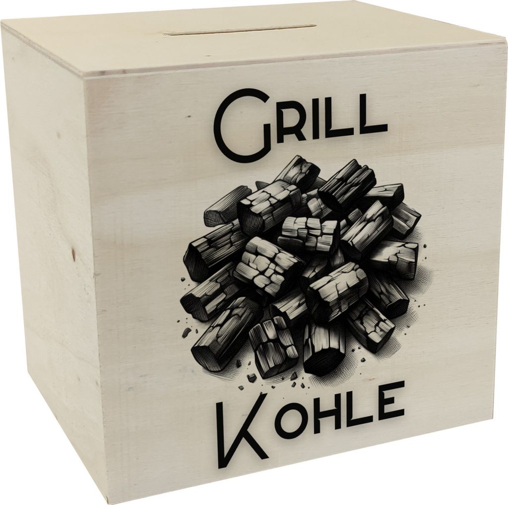 Grillkohle Spardose aus Holz