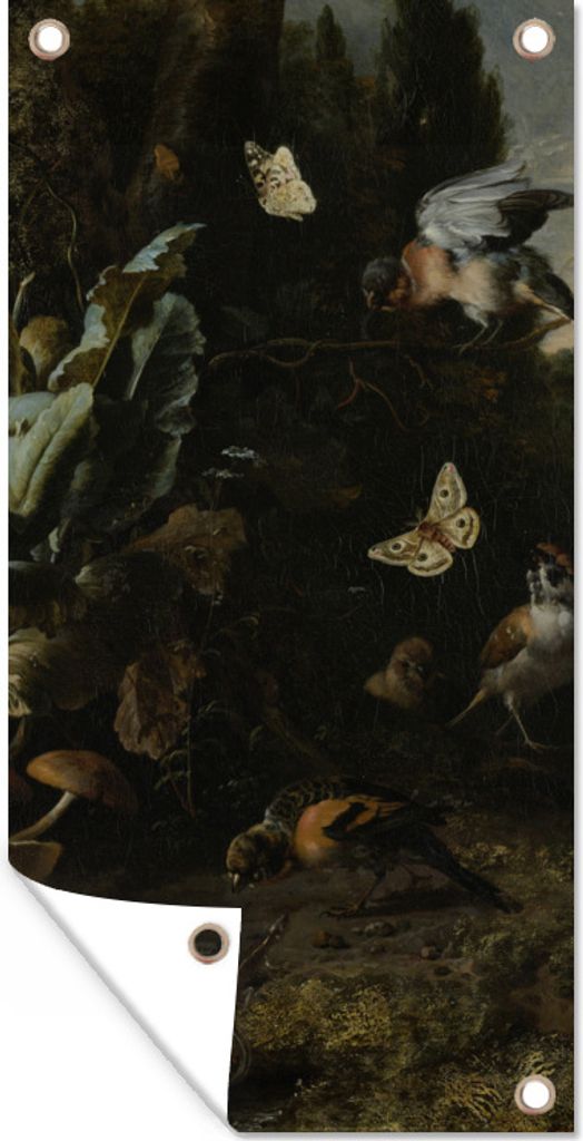 MuchoWow 40x80 cm Outdoor-Poster Gartendeko Sichtschutz Garten Poster für den Garten Tiere und Pflanzen - Gemälde von Melchior d'Hondecoeter