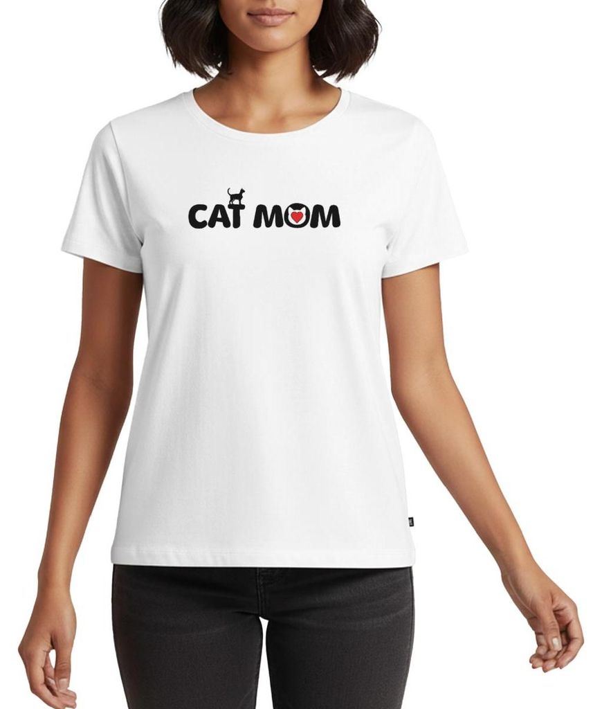 Spreadshirt Cat Mom | Geschenk Katzenmama Frauen Premium T-Shirt, XXL, Weiß