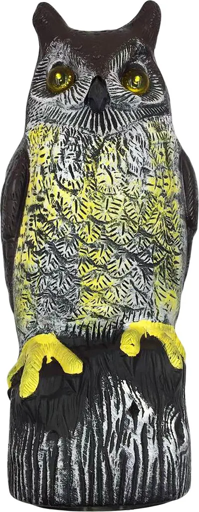 Hibou solaire avec yeux LED et son : effaroucheur oiseaux 41cm XL