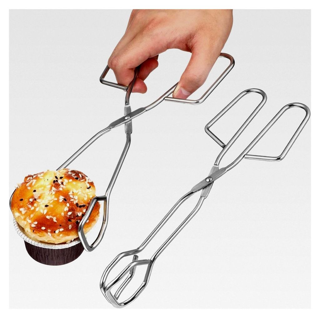 Edelstahl Grillzange 25 cm Multifunktionale BBQ Zange mit Anti-Rutsch Griff für Küche, Outdoor, Camping und Kohlezange zum Servieren und Grillen