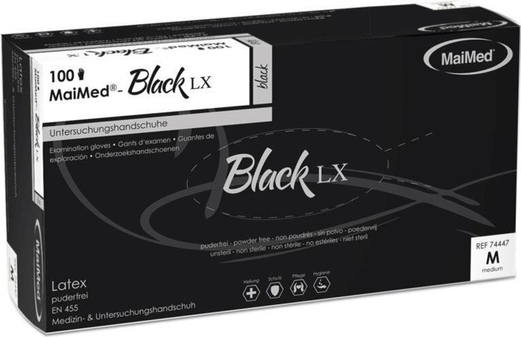 MaiMed Einmalhandschuhe Black Latex Größe M Produktbild 6