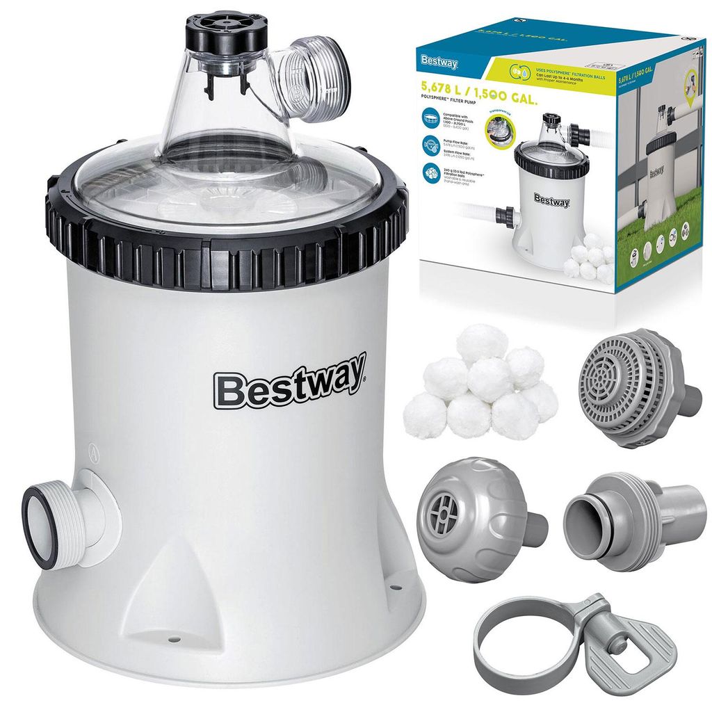 Bestway 58870 Pool Filter Pumpe 5678 L/h + Polysphere Produktbild 