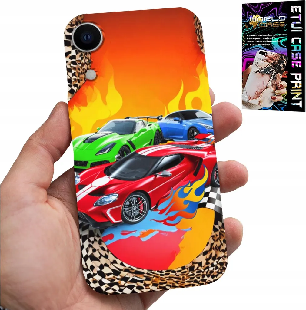 Custodia iPhone XR Bambini Auto da Corsa con Vetro Temperato 9H