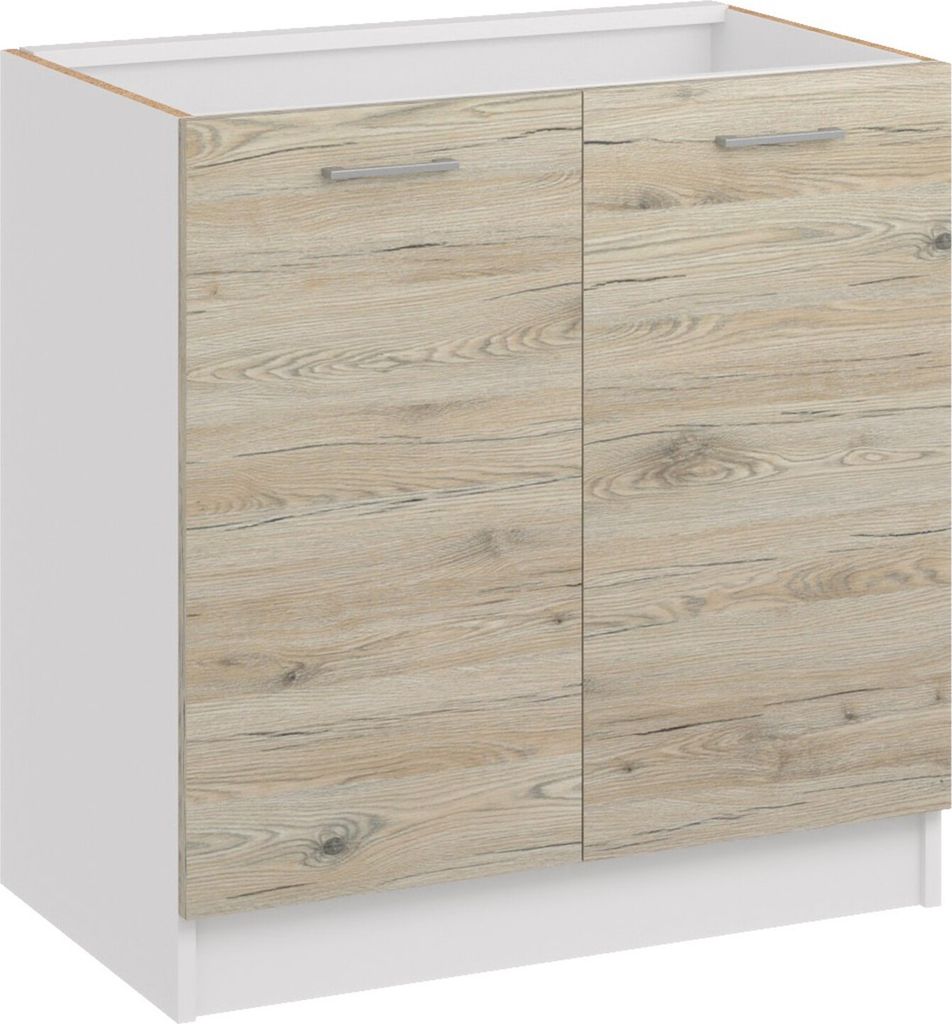Roe Furniture | Küchenunterschrank 80 cm - Eiche Bordeaux - Braun - Platzsparend und Vielseitig - Ohne Arbeitsplatte - Unterschränke Küche - D80
