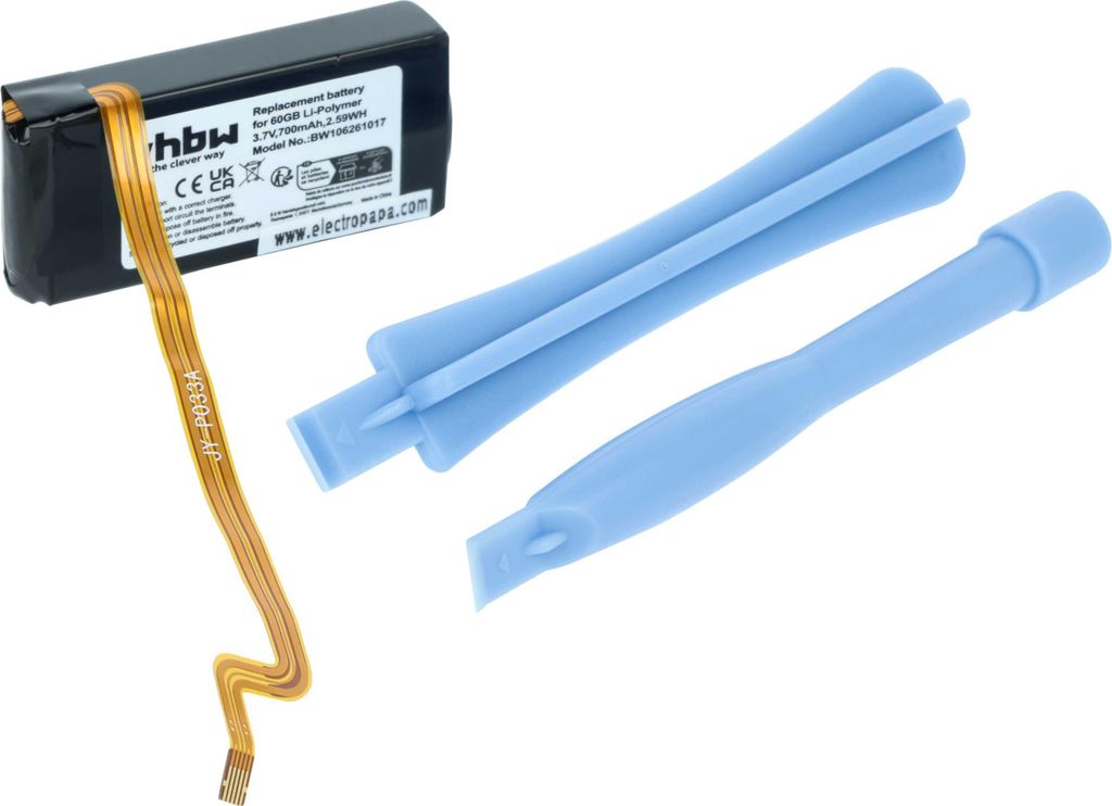 vhbw Akku kompatibel mit Microsoft Zune JS8-00003 MP3-Player Musik Player (700 mAh, 3,7 V, Li-Polymer)