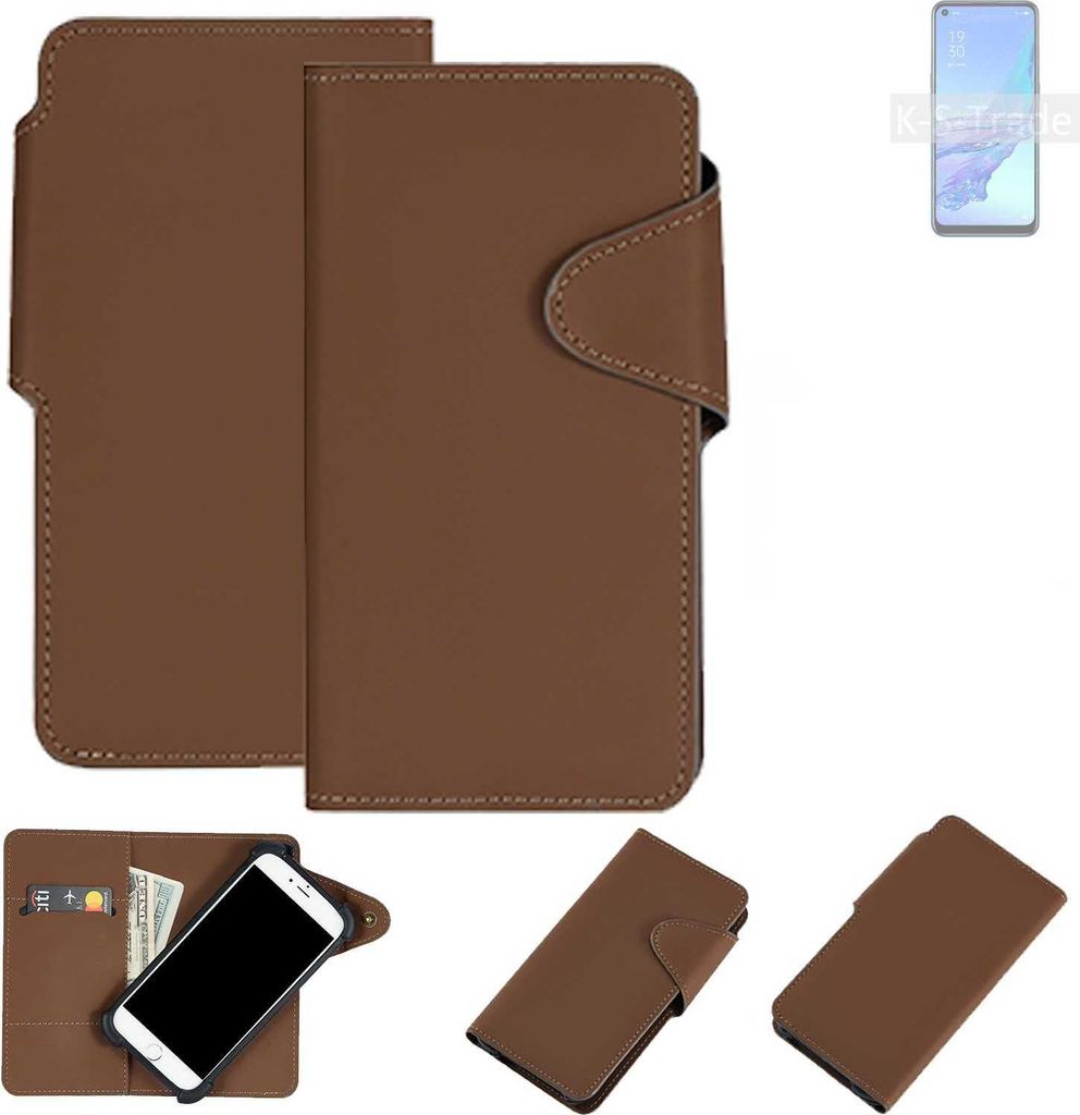 K-S-Trade Schutzhülle Klapphülle Kunstleder für Oppo A33 braun Handy Hülle Wallet Case