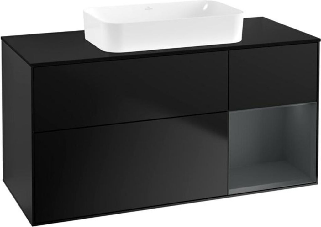 V&B Waschtischunterschrank Wandbeleuchtung Finion 120x60 cm, Rg re md bl. m Lac, bla m Lac