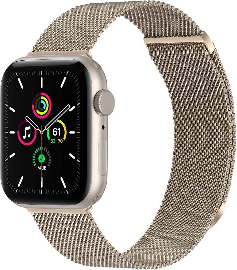 imoshion Magnetisches Milanaise Armband für das Watch Series 1 - 9 / SE (38/40/41 mm) | Series 10 / 11 (42 mm) - Größe M - Champagne Gold