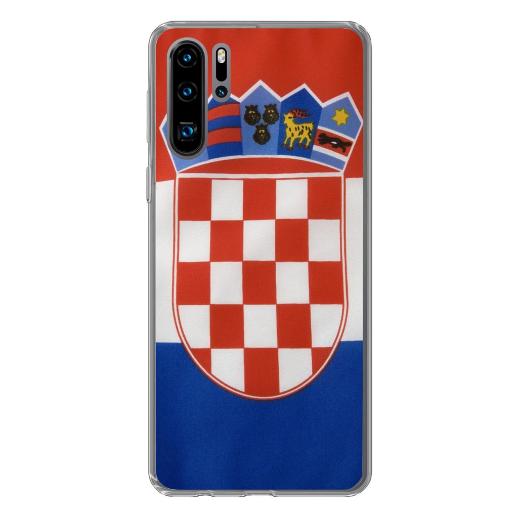 MuchoWow Handyhülle Schutzhülle Hülle für Huawei P30 Pro Foto der kroatischen Flagge Silikon Softcase Handy Hülle - Schutzdeckel