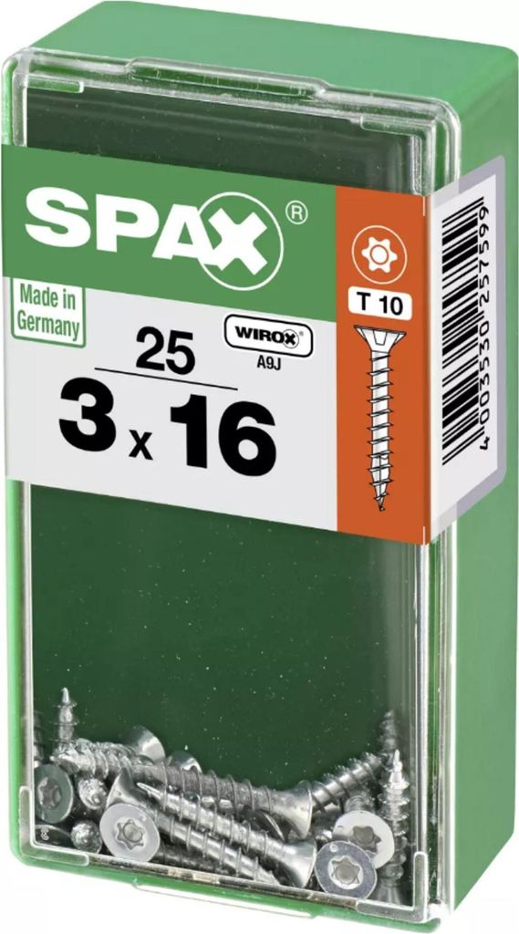 SPAX DIY Universal Senkkopf T-STAR plus VGW WIROX A9J 3x16 S (VE=25 St.)