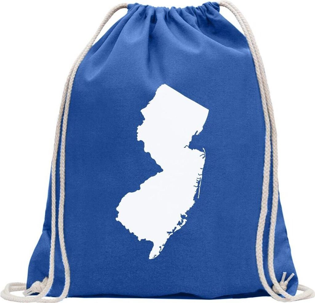 Kiwistar - Turnbeutel - royal - USA - Bundesstaat - New Jersey - Fun Rucksack Sport Beutel Gymsack Baumwolle mit Ziehgurt