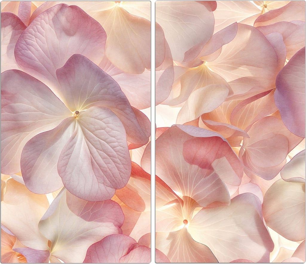 Spritzschutz Herdabdeckplatte Schneidebrett aus Glas Pastellblütenzauber 2-Teilig (60x52cm)