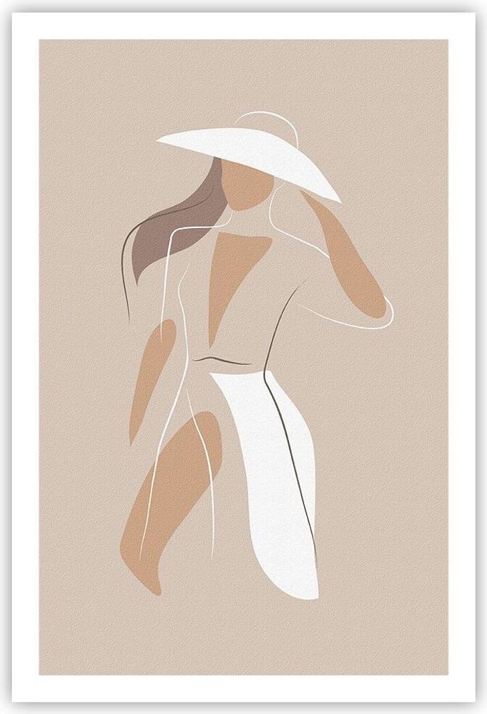 Poster - Poster ohne Rahmen - Minimalismus Frau Buntstift - 61x91,5 cm - Wand Bild - Wanddeko - Wandbilder - Kunstposter - Wandposter - Bilder - Ku...