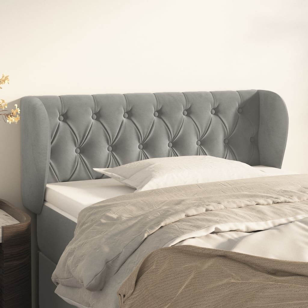 Maison Exclusive - Kopfteil mit Ohren Hellgrau 103x23x78/88 cm Samt