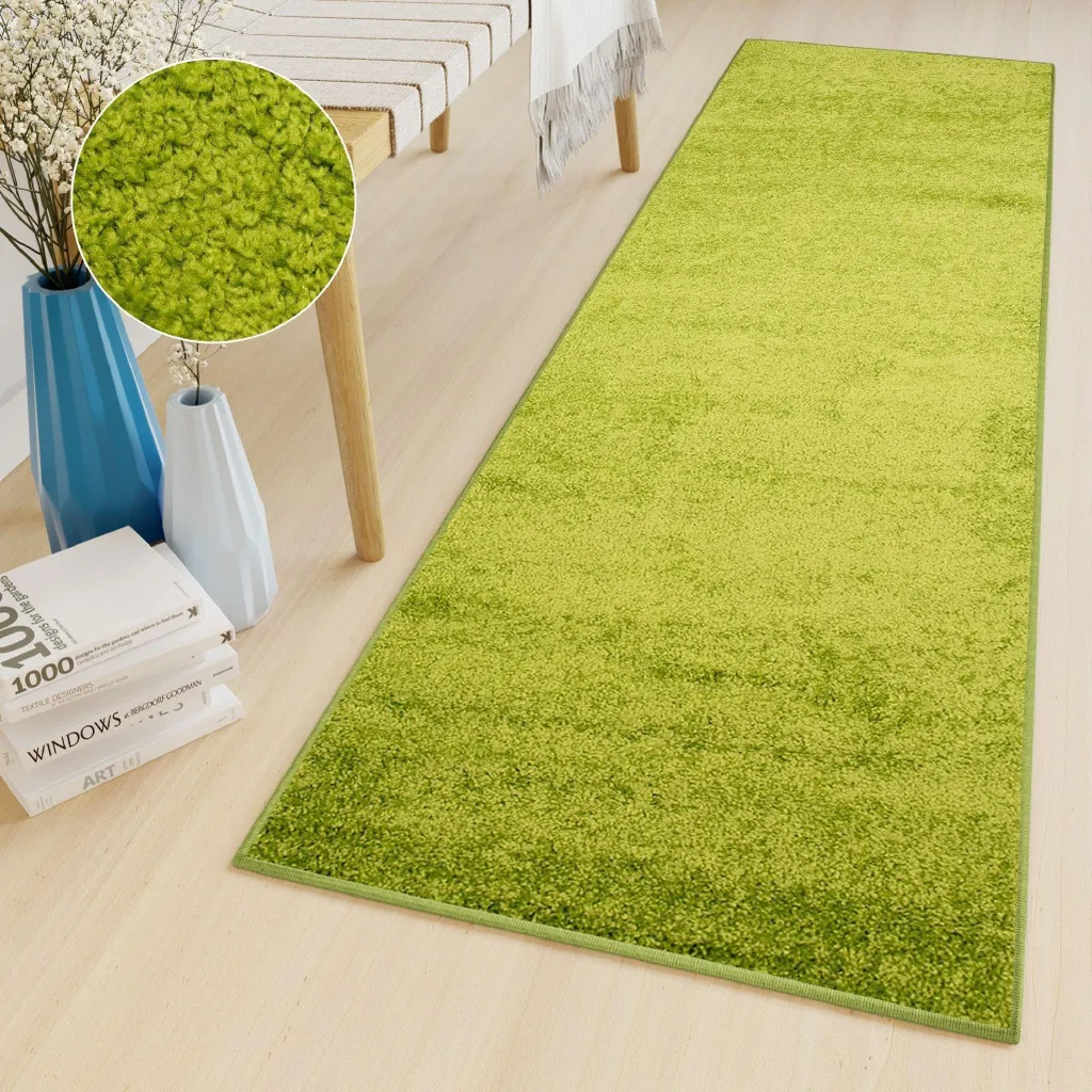Tapis Shaggy vert à poils hauts 60x200 cm texture douce et confortable