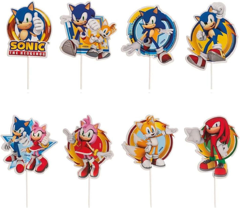 dekora - Sonic Cake Topper Tortendeko – 16 Stück, 10,5 x 7 Produktbild 