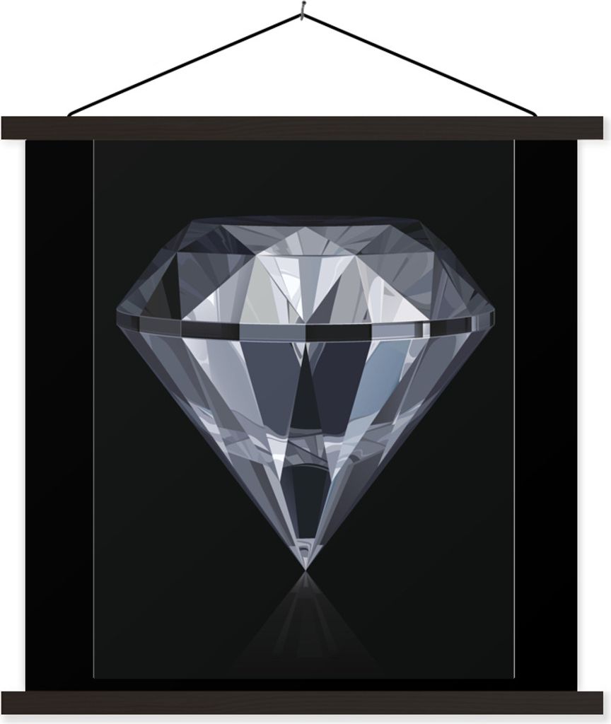 MuchoWow Textilposter Eine Illustration eines glänzenden Edelsteins auf schwarzem Hintergrund 40x30 cm mit schwarzem Rahmen - Dekorationen