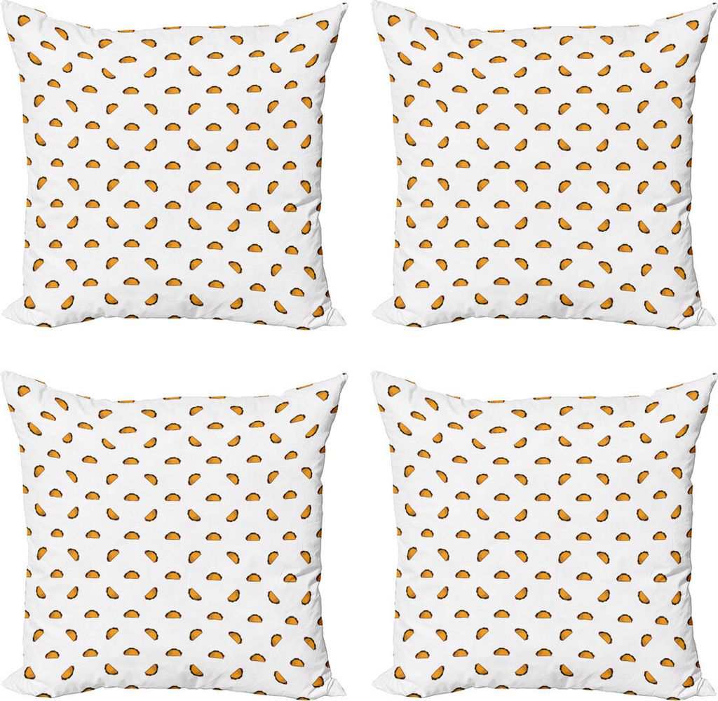 ABAKUHAUS Taco Kissenbezug Set (4 Stück), Traditionelle mexikanische Küche, Moderner Doppelseitiger Digitaldruck, 60 cm x 60 cm, Marigold Weiß V...