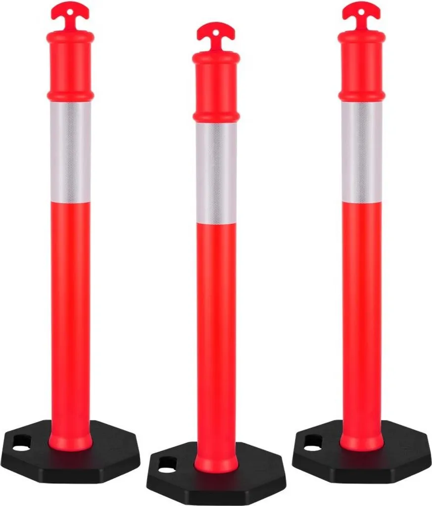 Poteau de signalisation rouge 114 cm avec socle lesté haute stabilité