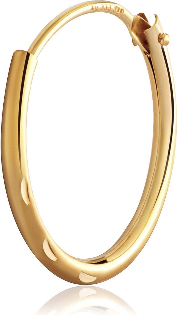Einzel Creole Echt Gold 333 Diamantiert Ohrring Ohrschmuck Ohrhänger 13mm 1734