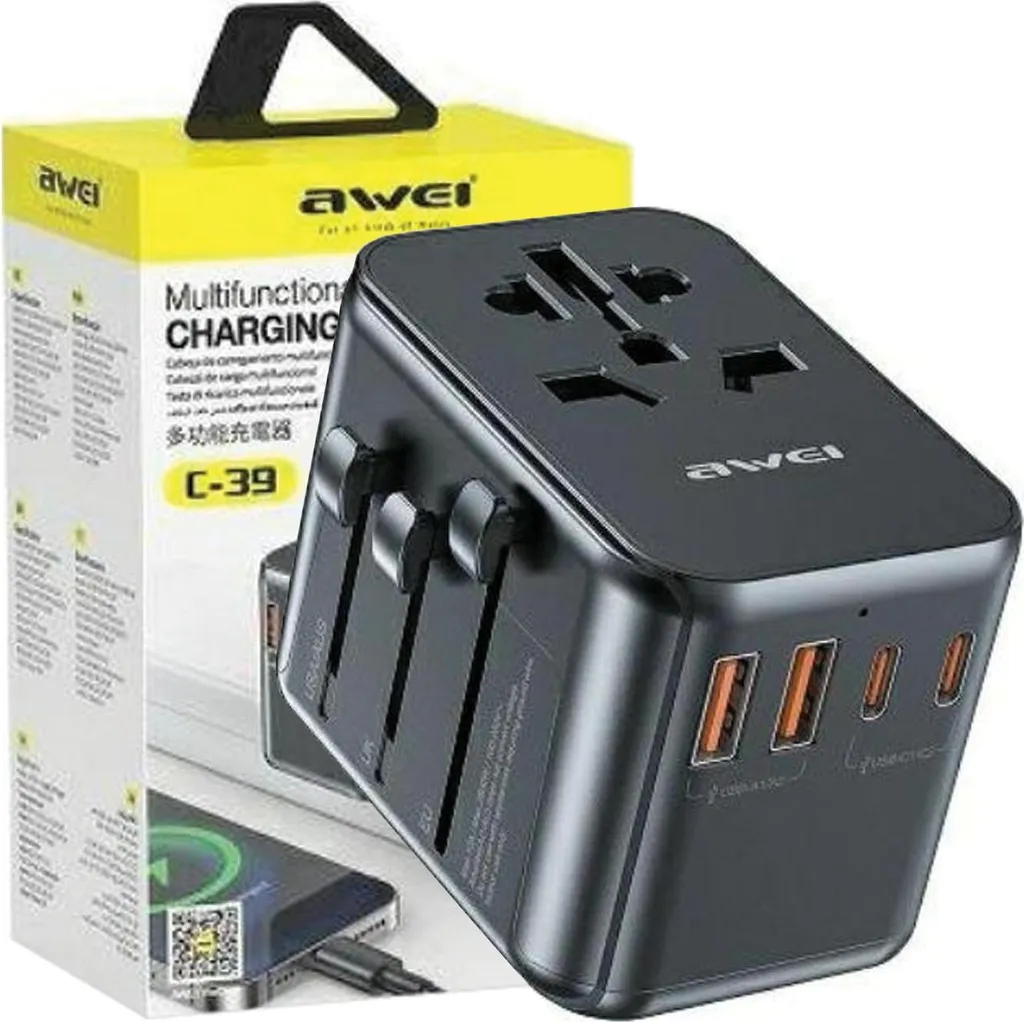 Awei C-39 Adattatore Viaggio Universale GaN 35W | 5 Porte USB Fast Charge