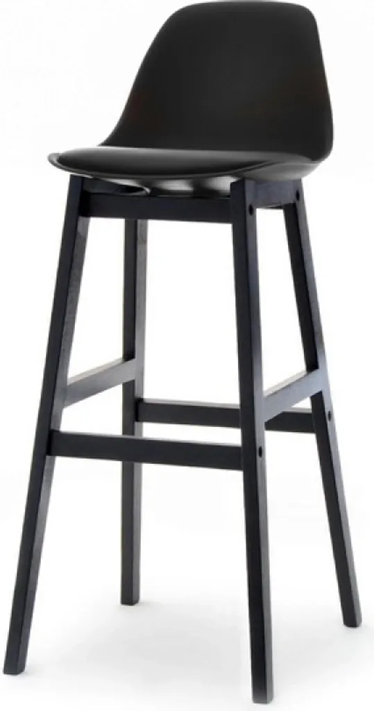 Sedia da Bar Professionale ZENA: Ecopelle Nera e Struttura Black