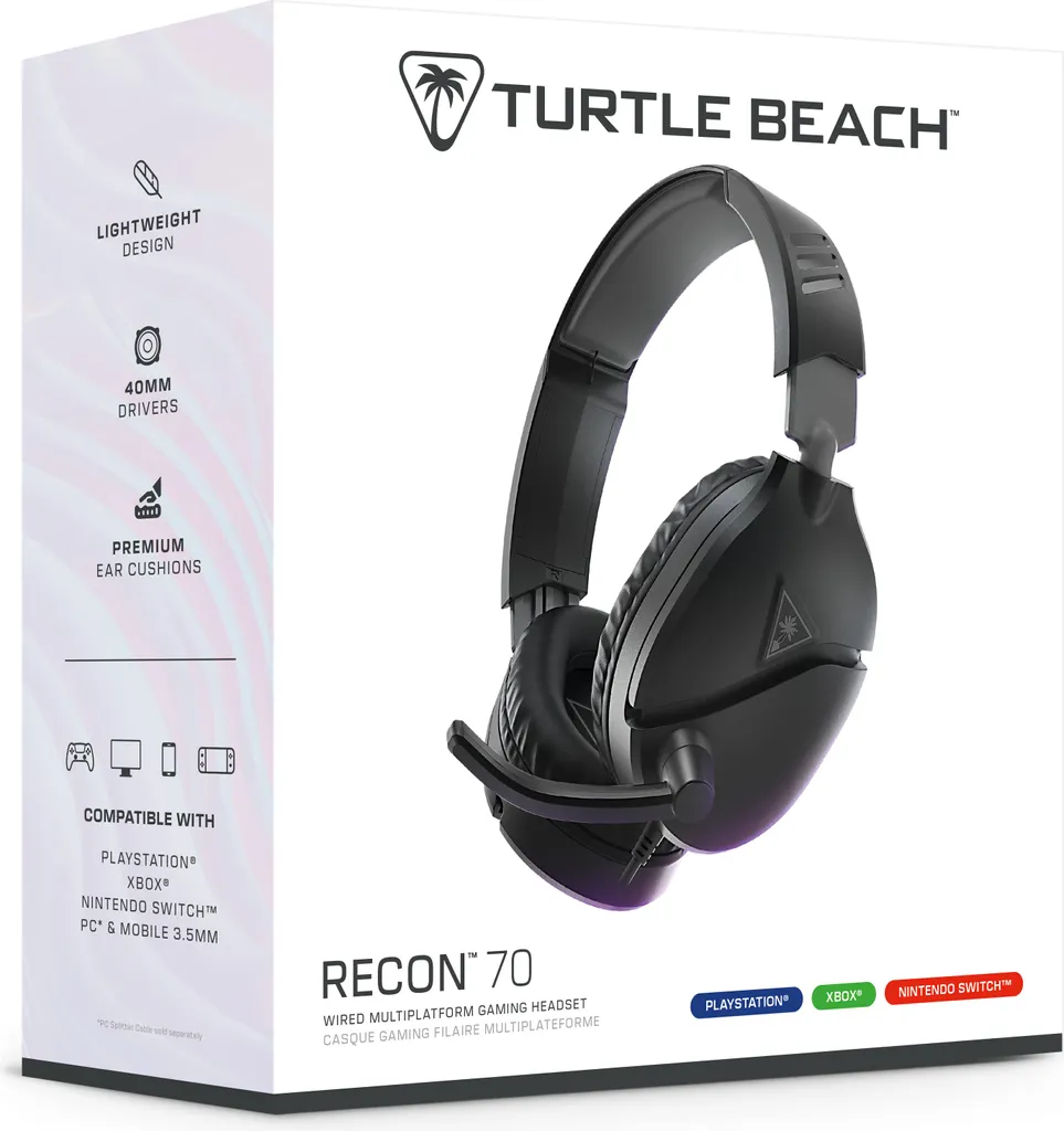 Casque Gaming Filaire pour Switch et PS5 Turtle Beach Recon 70 Noir Mat