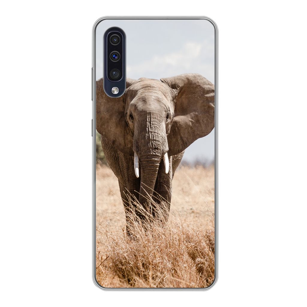 MuchoWow Handyhülle Schutzhülle Hülle für Samsung Galaxy A30s Elefant - Natur - Tiere - Porträt Silikon Softcase Handy Hülle - Karteninhaber
