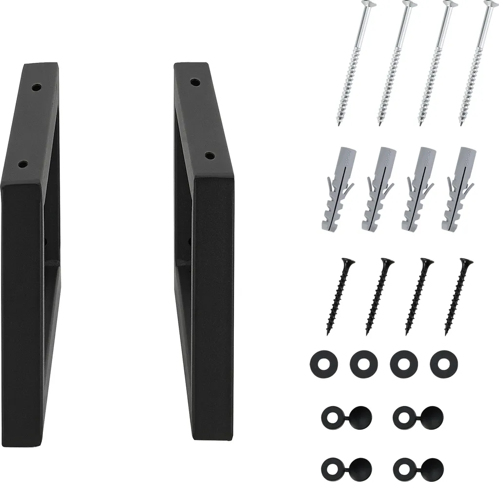 Supports Lavabo 40x20cm Acier Noir : Solution Fixation Murale Stable