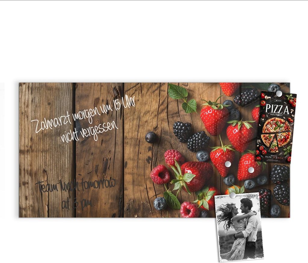 Magnettafel 100x50cm Pinnwand Whiteboard beschreibbar - Frische Beeren Exquisit