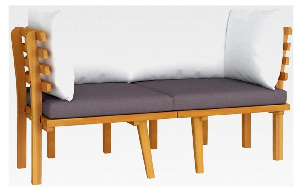 Gartensofa aus massivem Akazienholz, 2-Sitzer mit Kissen