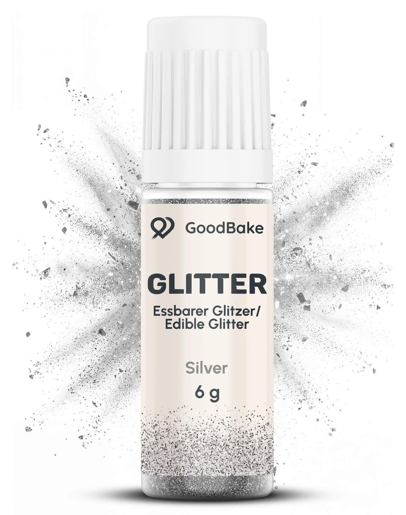 GoodBake Essbarer Glitzer Silber 6g – Tortendeko, Produktbild 