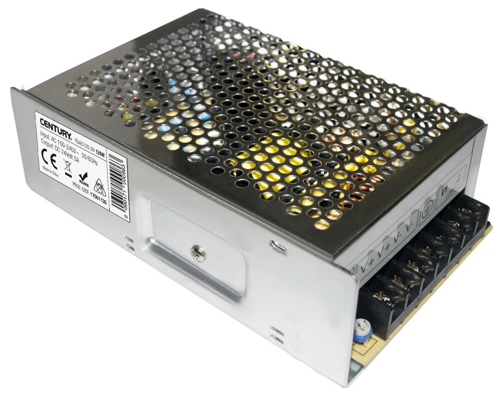 CENTURY LED-Treiber für LED-Streifen 120 W 100–240 V AC/24 V DC/5 A IP20 CEN RDAC120-24