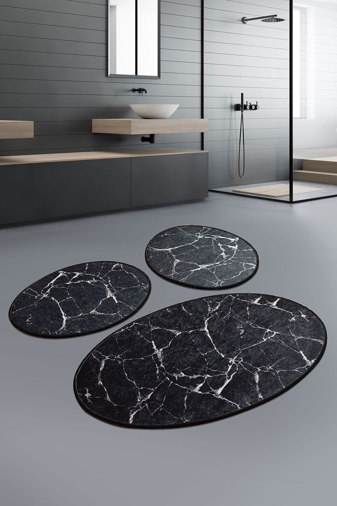 Mijolnir, Marble - Black, Badematten, Schwarz, Polyester, Produktbild 