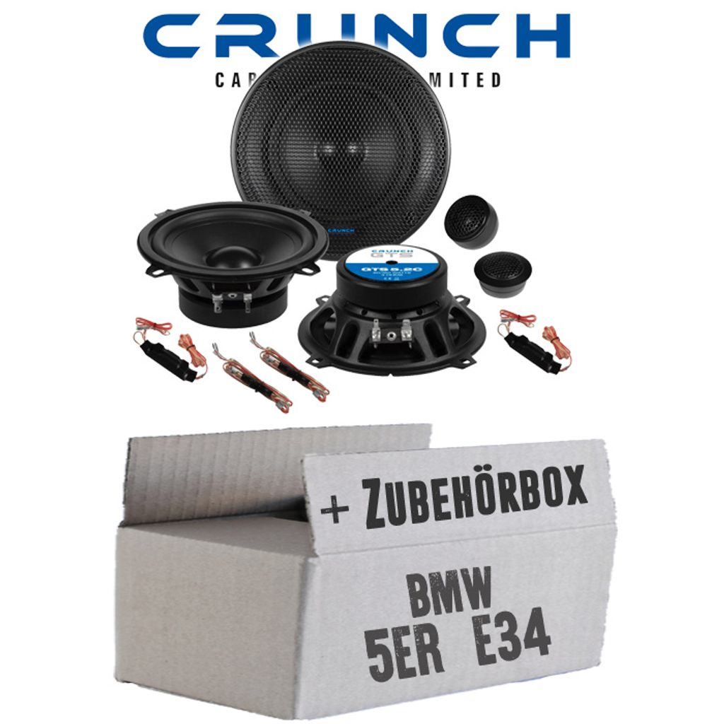 Lautsprecher Boxen Crunch GTS5.2C - 13cm 2-Wege System GTS 5.2C Auto Einbauzubehör - Einbauset passend für BMW 5er E34 - justSOUND